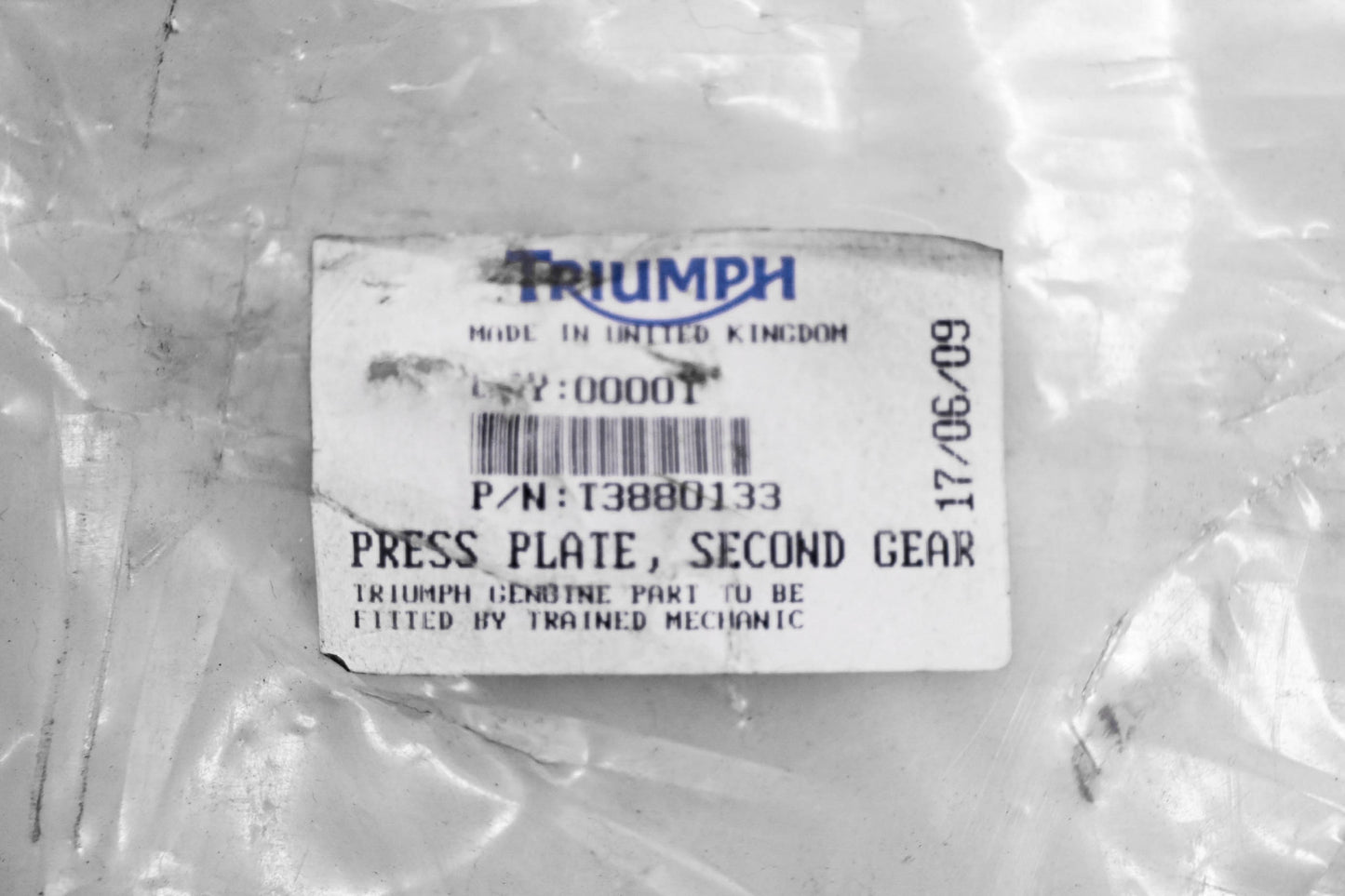 New OEM Triumph T3880133 Second Gear Press Plate Assembly NOS