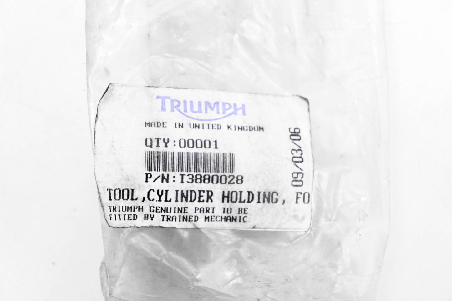 New OEM Triumph T3880028 Cylinder Holding Tool NOS