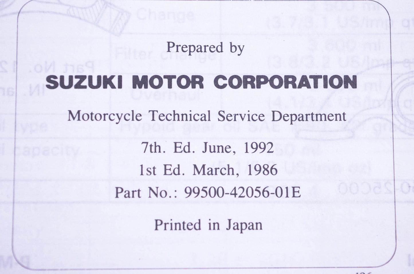 OEM Suzuki 99500-42056-01E LT-4WD Service Manual