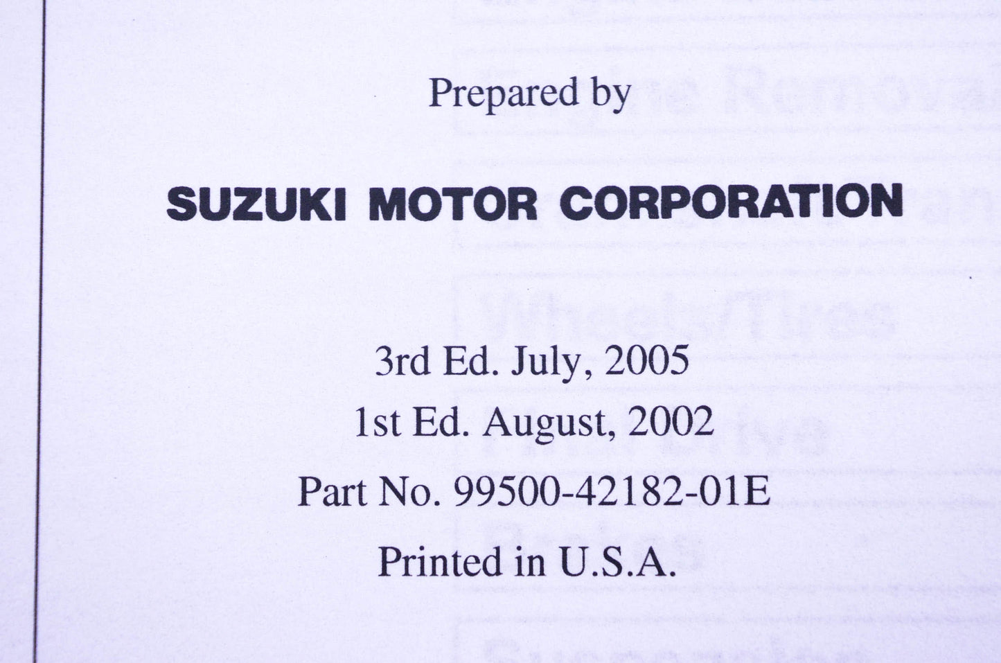 OEM Suzuki 99500-42182-01E RM-Z250 K4 K5 K6 Service Manual
