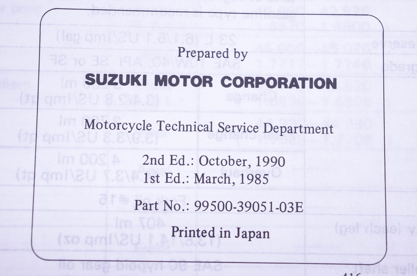 OEM Suzuki 99500-39051-03E GV1400 Service Manual