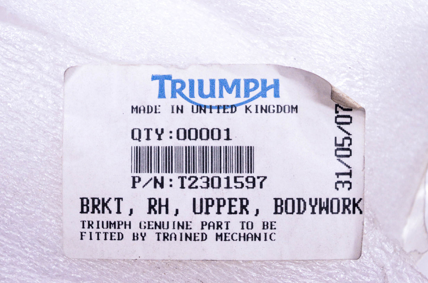 New OEM Triumph T2301597 Upper Right Bodywork Bracket NOS