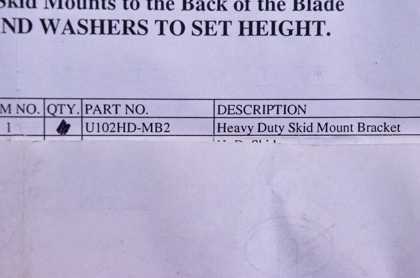 Cycle Country U102HD-MB2 Heavy Duty Skid Mount Bracket NOS