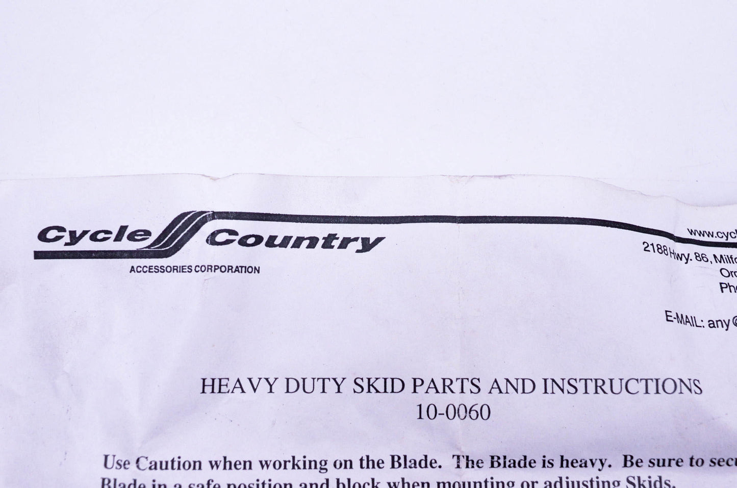 Cycle Country 10-0060 Heavy Duty Skid Assembly NOS