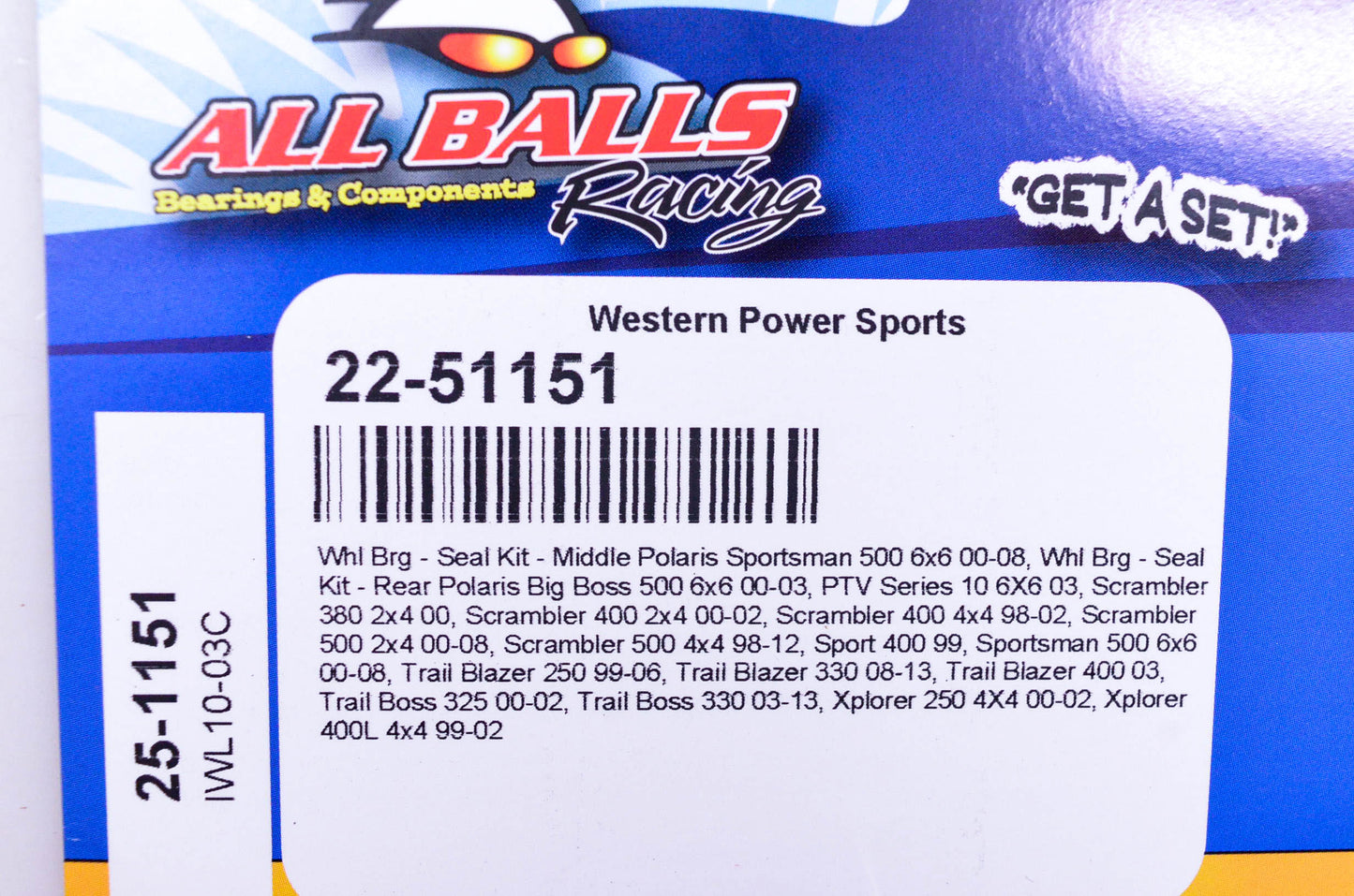 All Balls 22-51151, IWL 10-03C Wheel Bearing Seal Kit NOS