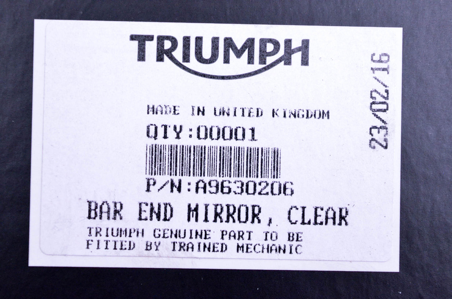 New OEM Triumph A9630206 Clear Bar End Mirror Kit NOS