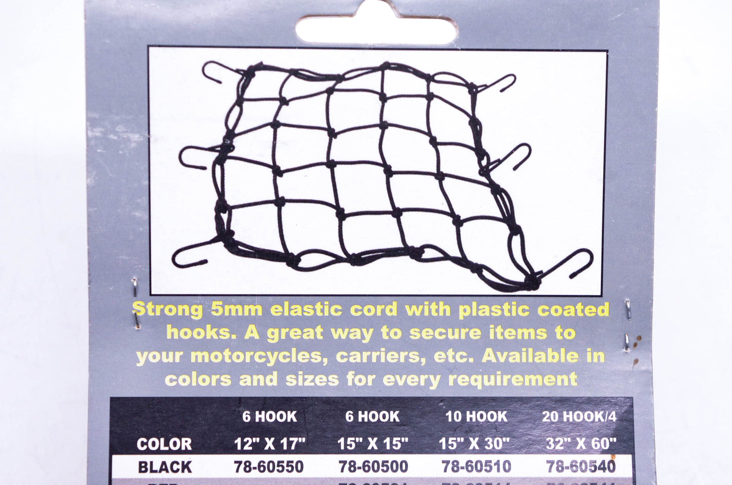 Emgo 78-60500 Black Cargo 6 Hook 15"x15"x5mm Net NOS