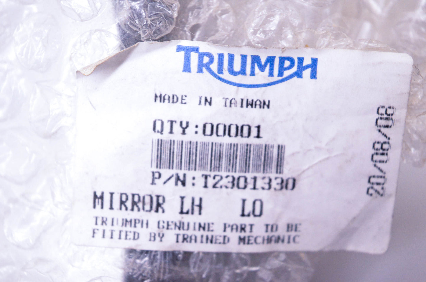New OEM Triumph T2301330 Black Ken-Sean-006L Side Mirror Assembly NOS