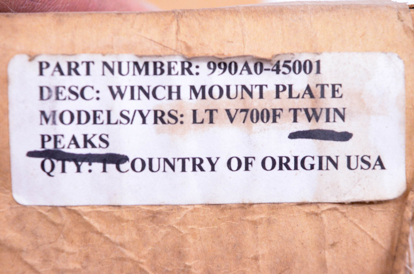 New OEM Suzuki 990A0-45001 LT V700F Twin Winch Mount Plate NOS