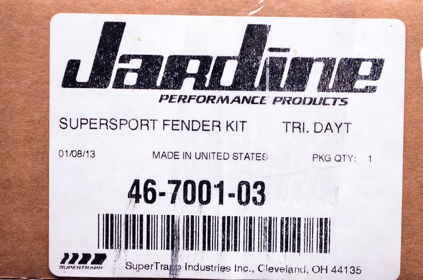 Jardine 46-7001-03 Supersport Rear Fender License Plate Mount Kit NOS