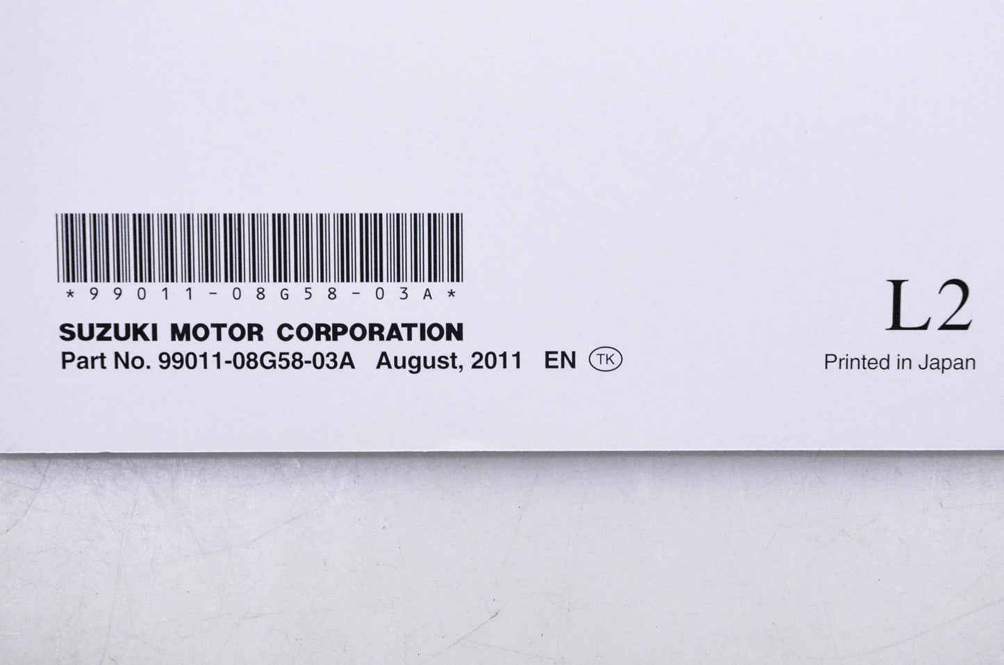 OEM Suzuki 99011-08G58-03A DR-Z125/L L2 Owner's Manual
