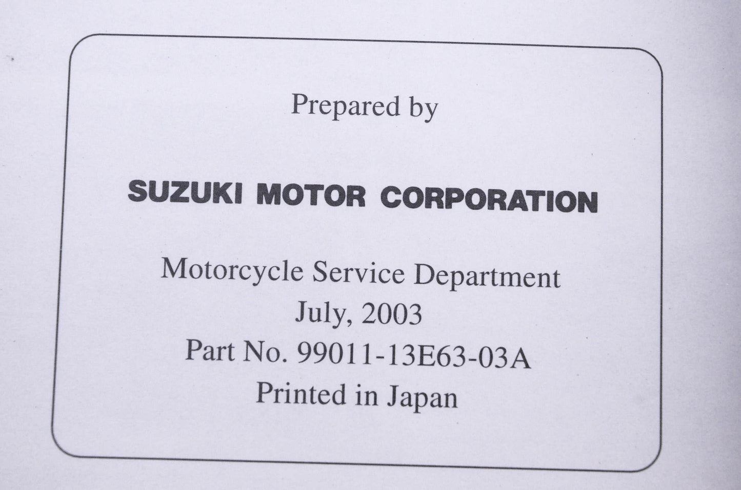 OEM Suzuki 99011-13E63-03A DR-Z250 K4 Owner's Manual