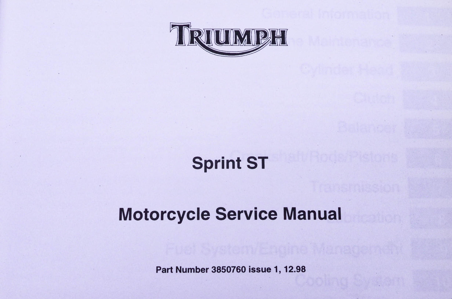OEM Triumph 3850760 Sprint ST Service Manual