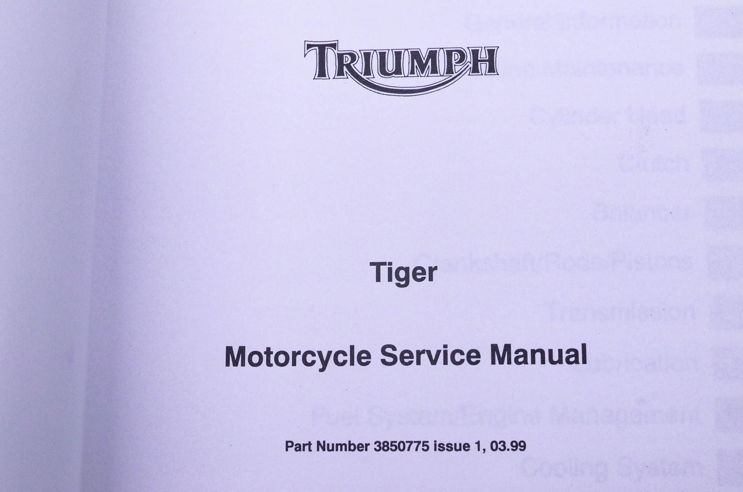 OEM Triumph 3850775 Tiger Motorcycle Service Manual