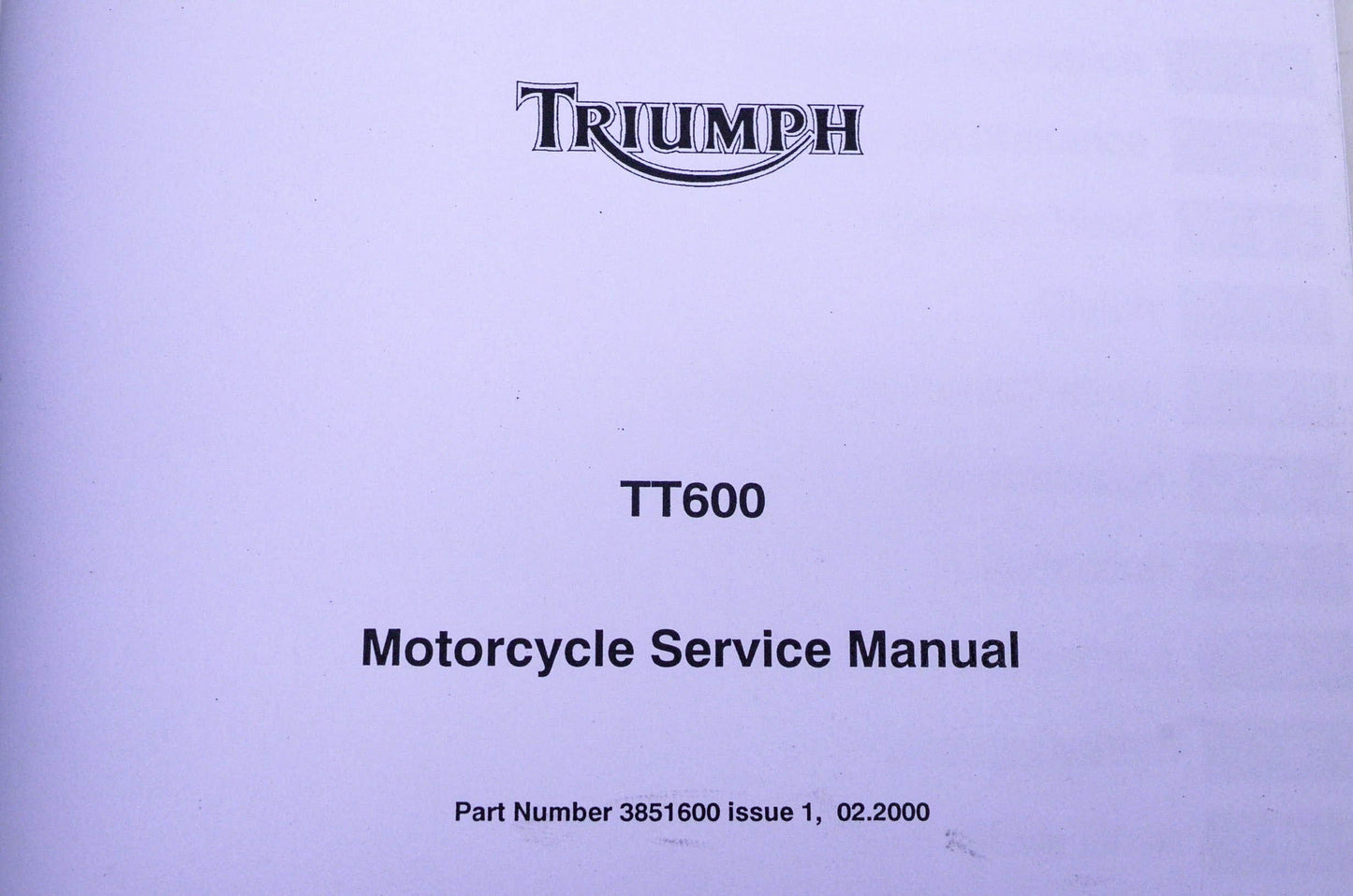 OEM Triumph 3851600 TT600 Motorcycle Service Manual