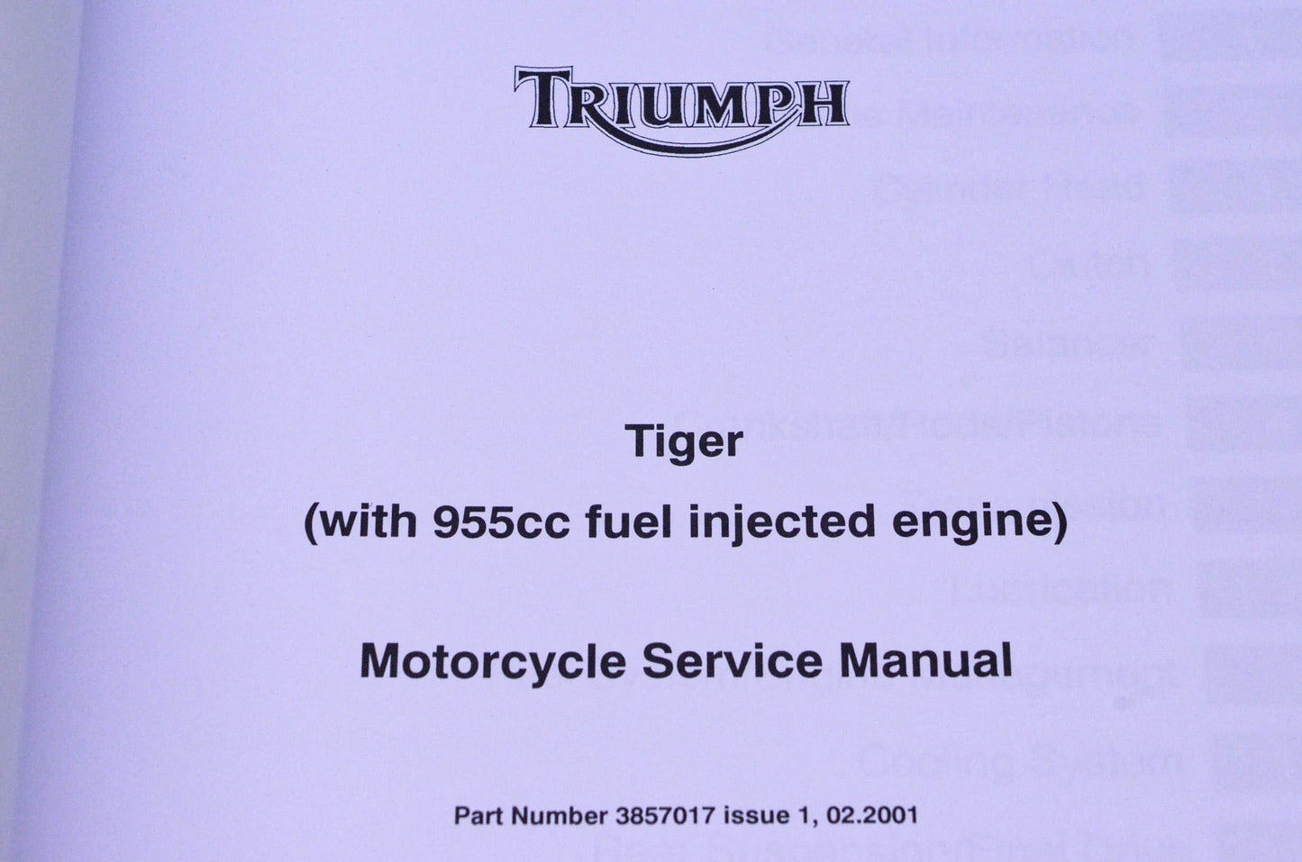 New OEM Triumph 3857017 Tiger 955cc Service Manual NOS