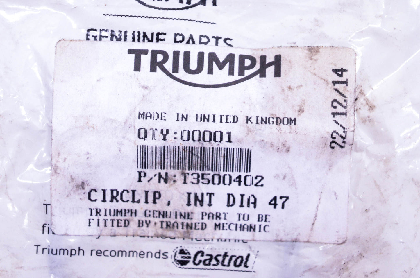 New OEM Triumph T3500402 Circlip NOS