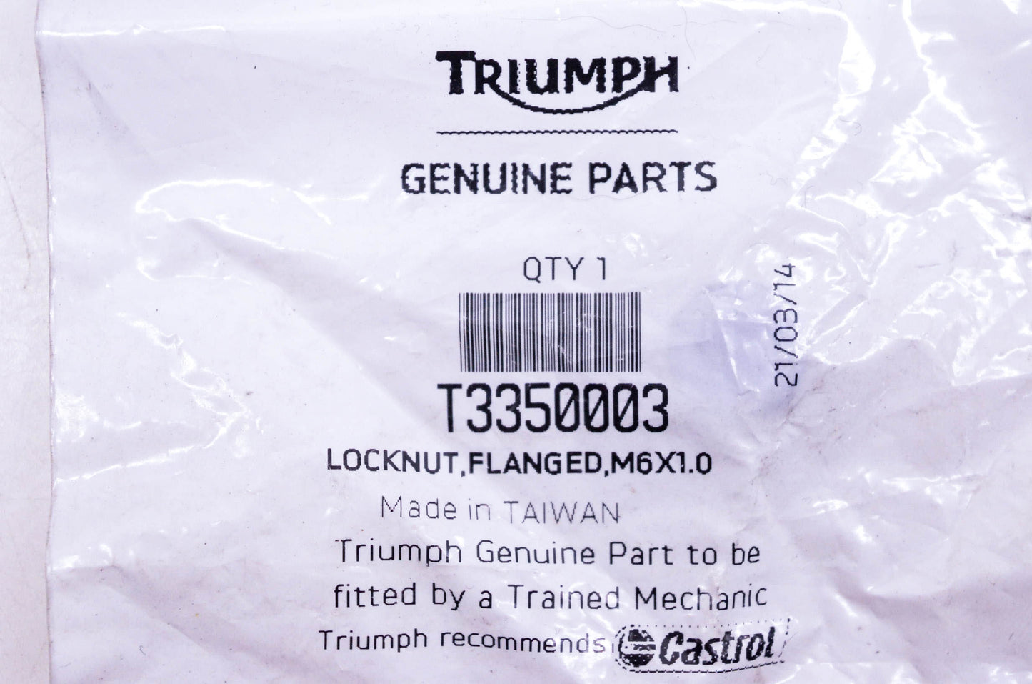 New OEM Triumph T3350003 Flanged Locknut NOS