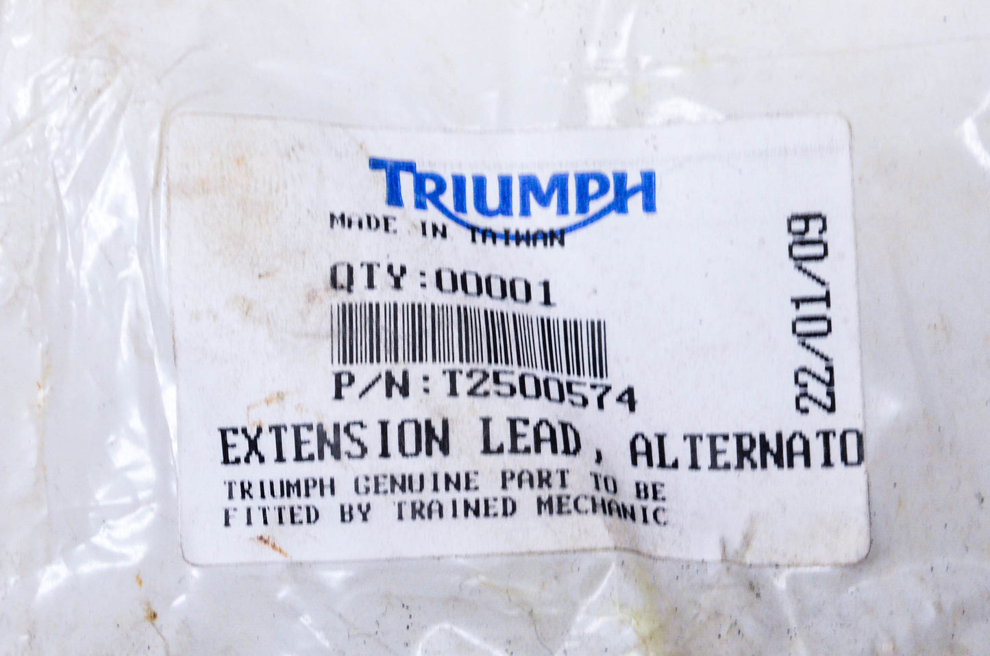 New OEM Triumph T2500574 Alternator Lead NOS