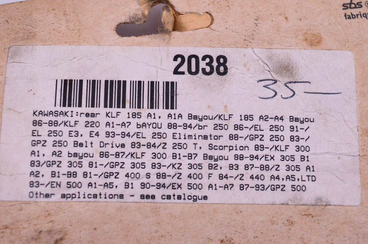 SBS 2038 Brake Shoe Kit NOS