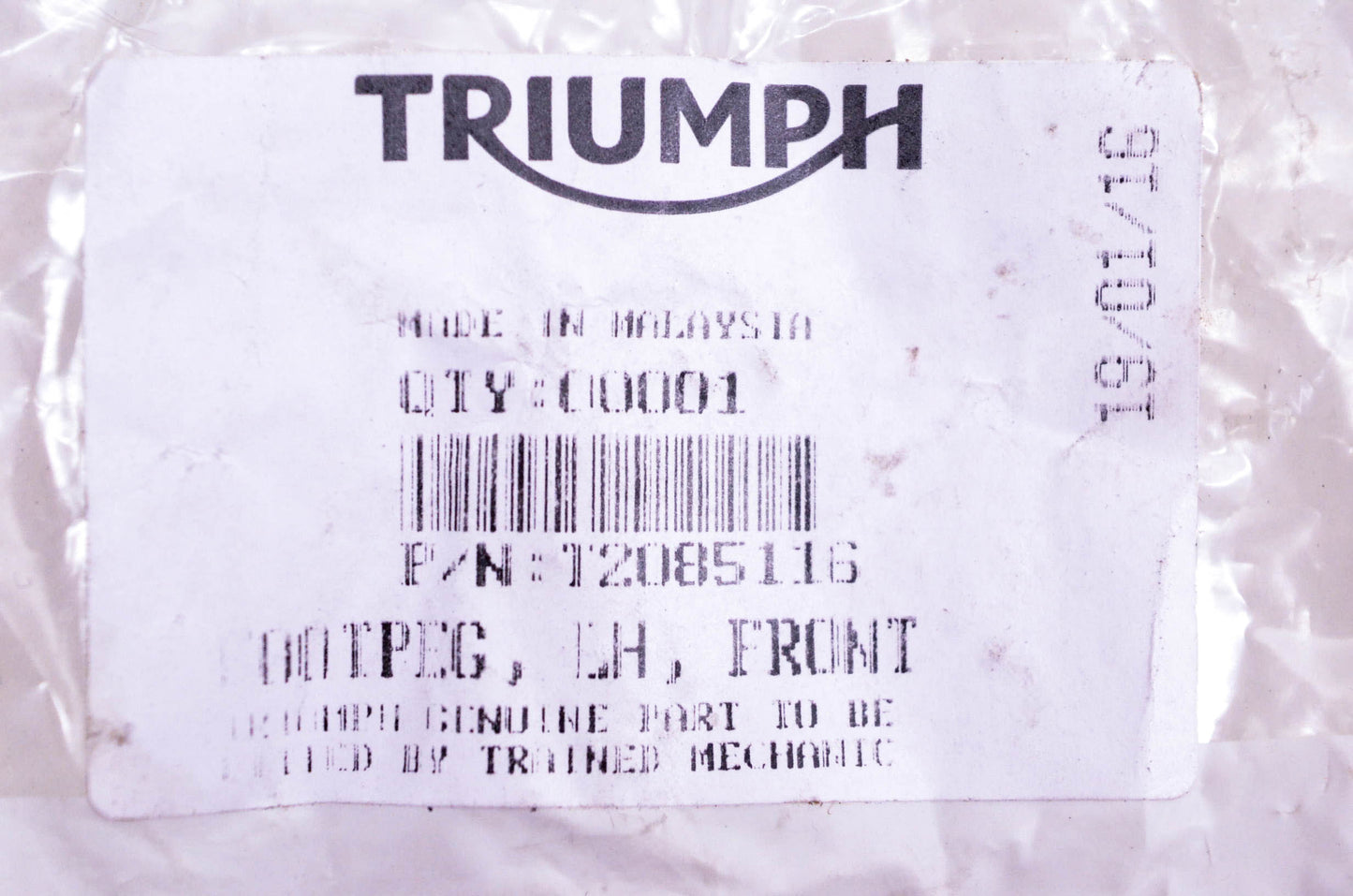 OEM Triumph T2085116 Left Front Foot Peg