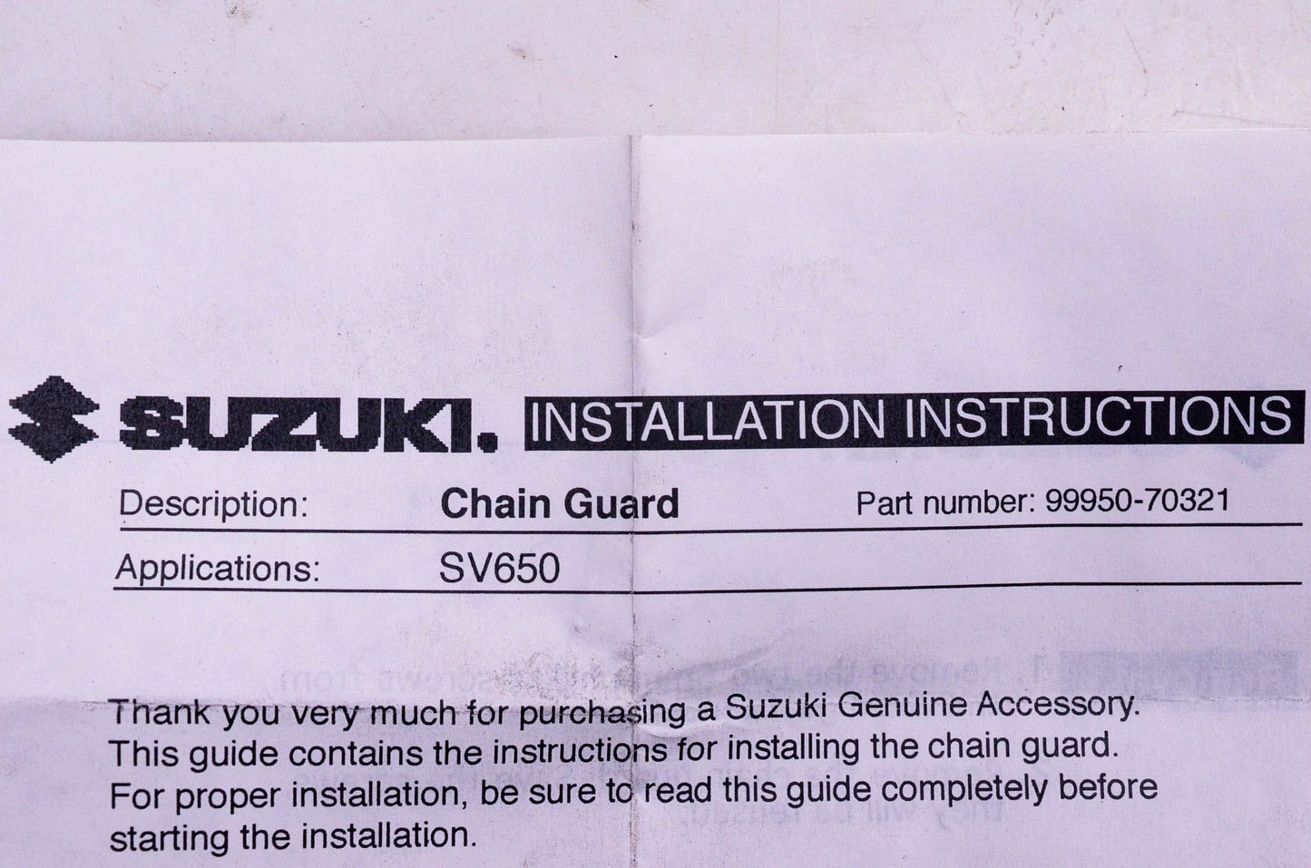New OEM Suzuki 99950-70321 Caron Fiber Chain Guard NOS