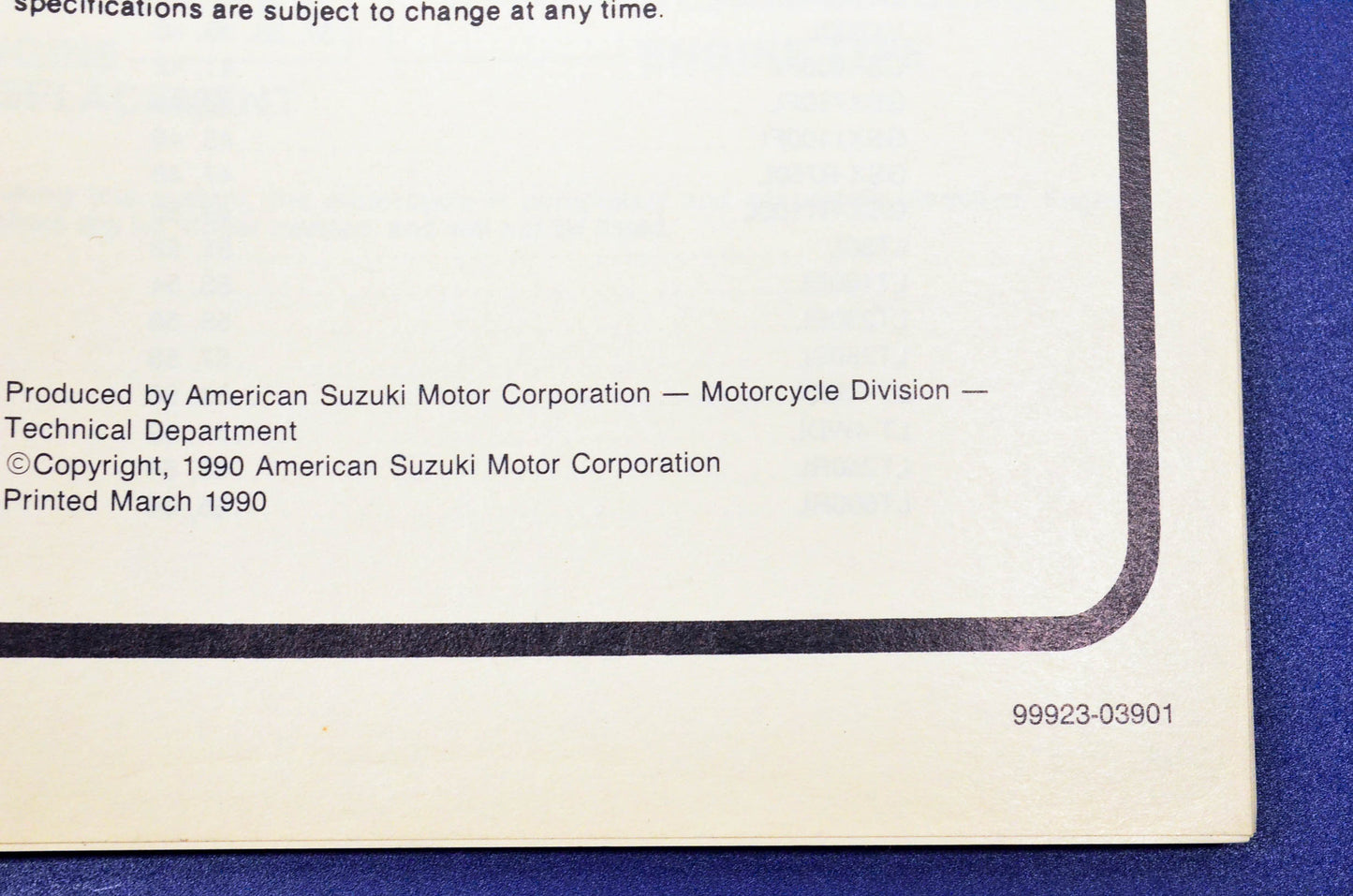 OEM Suzuki 99923-03901 1990 "L" Model Service Manual