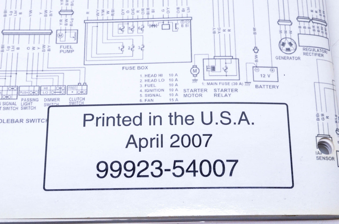 OEM Suzuki 99923-54007 2007 "K7" Wiring Diagram Manual