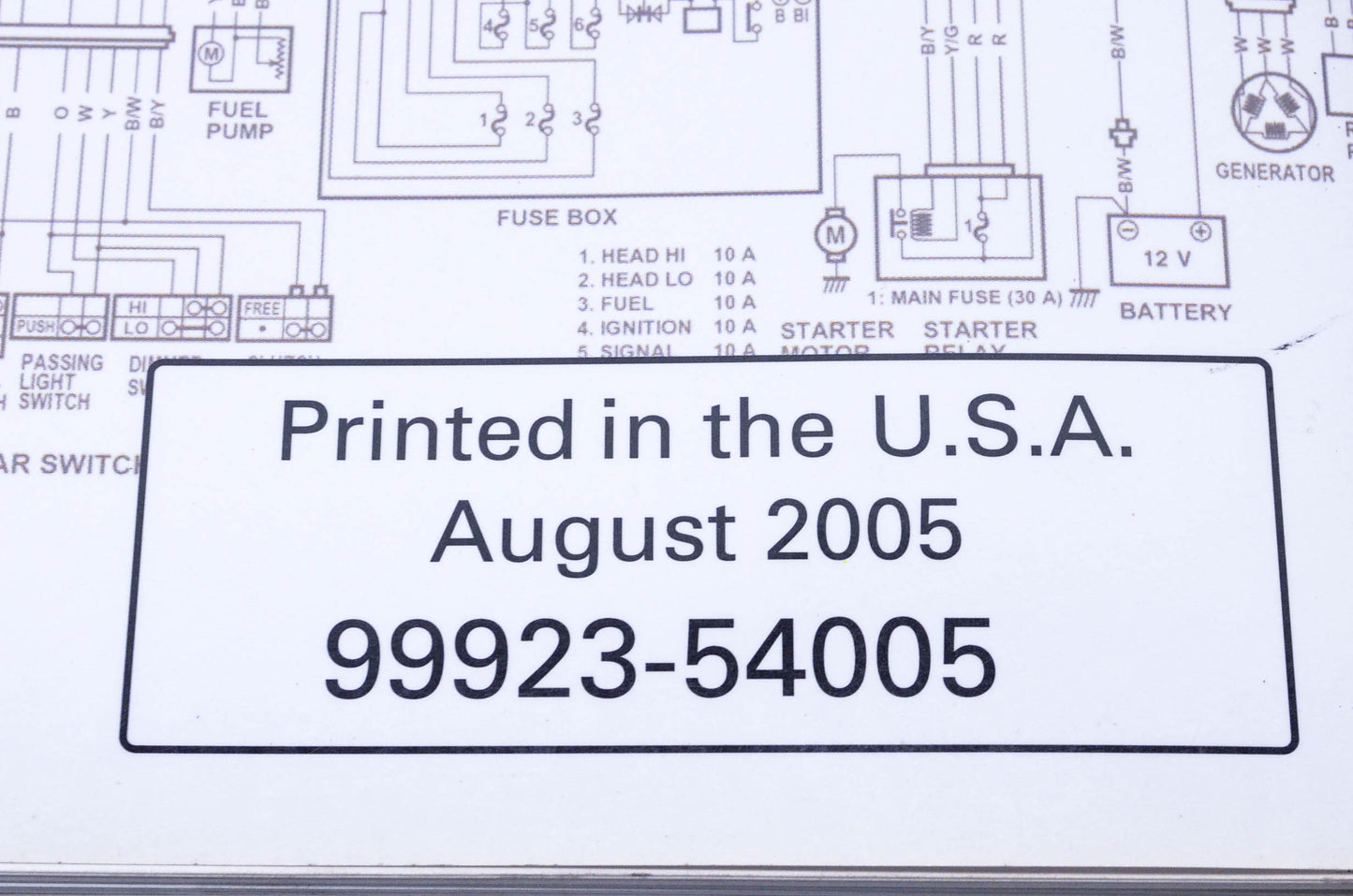 OEM Suzuki 99923-54005 2005 "K5" Wiring Diagram Manual