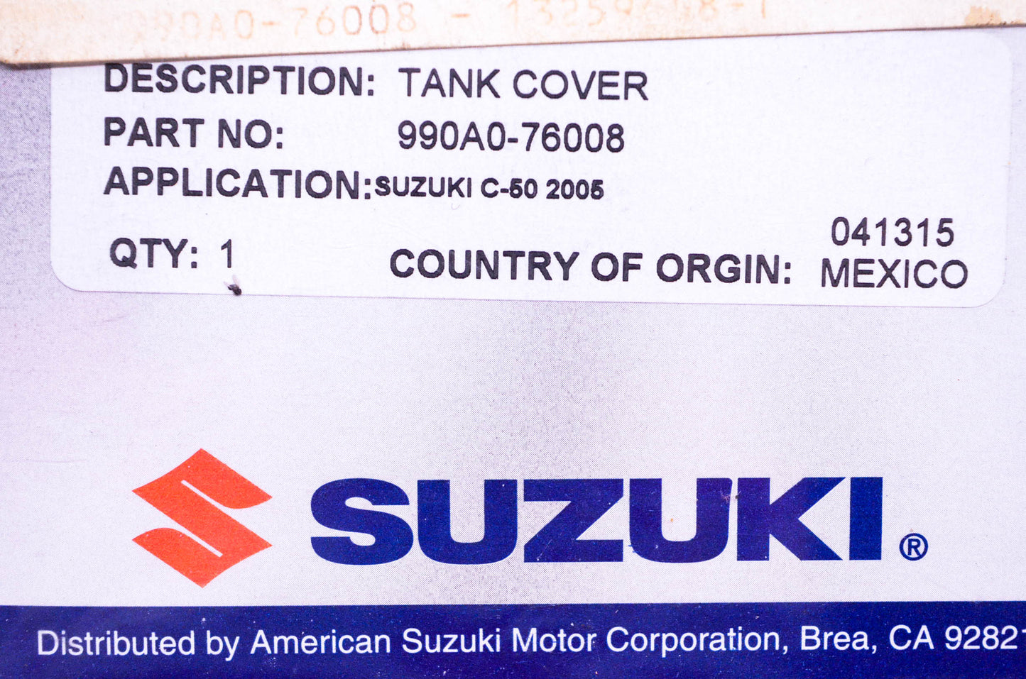 New OEM Suzuki 990A0-76008 C50 2005 Tank Cover NOS