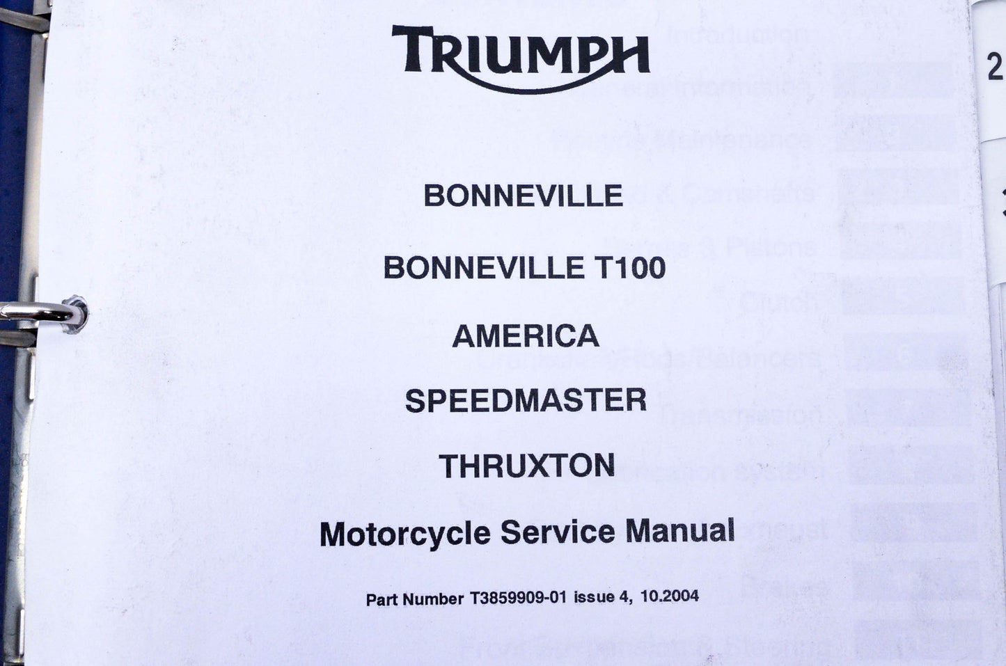 OEM Triumph T3859909-01 Triumph Motorcycle Service Manual