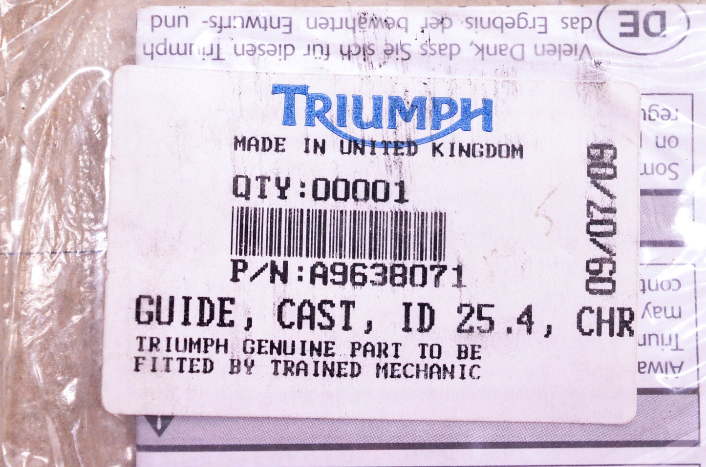 New OEM Triumph A9638071 Chrome Cable Guide Kit NOS