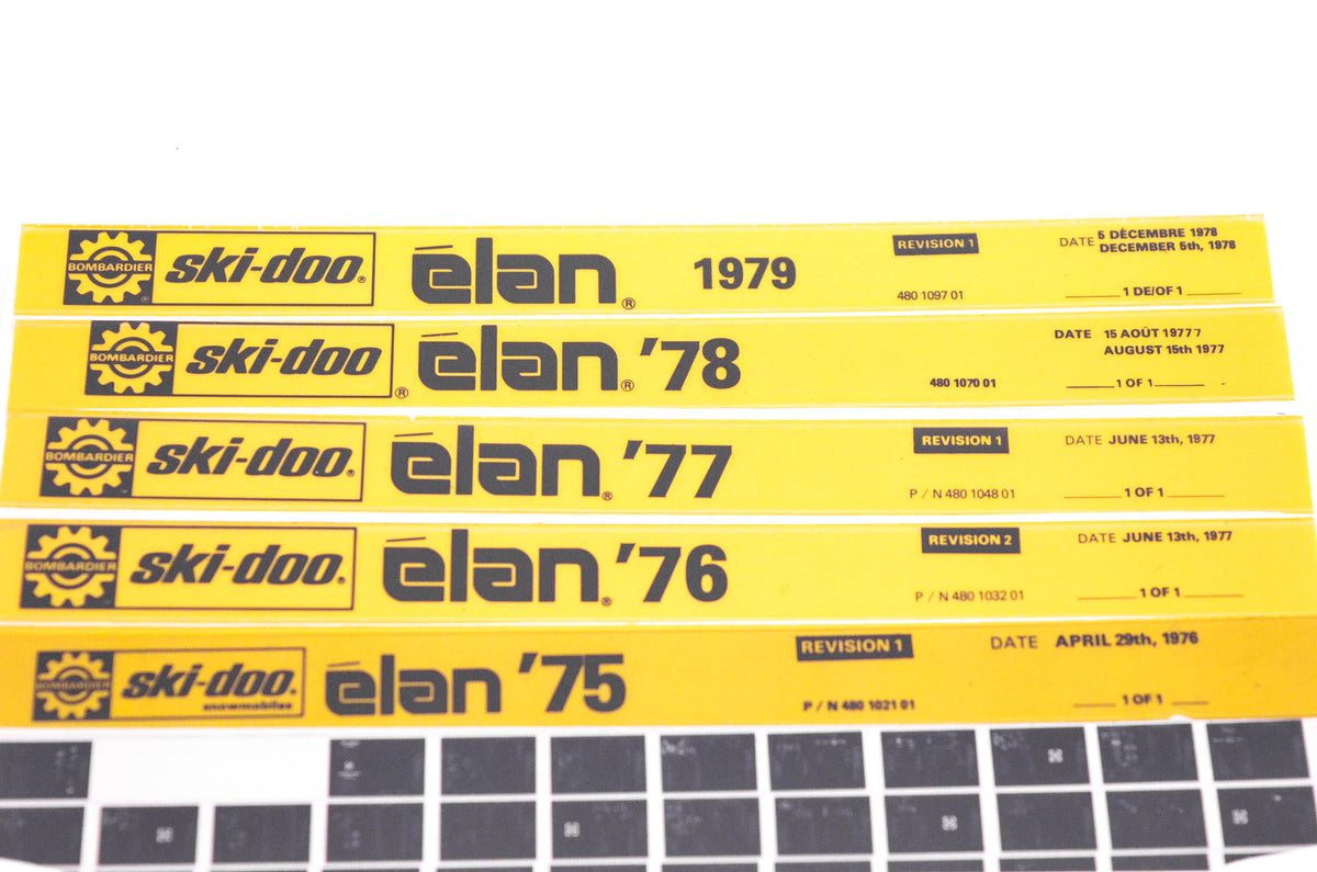 SkiDoo 480109701, 480107001, 480102101 Lot of 5 Microfiches Elan 1975-1979