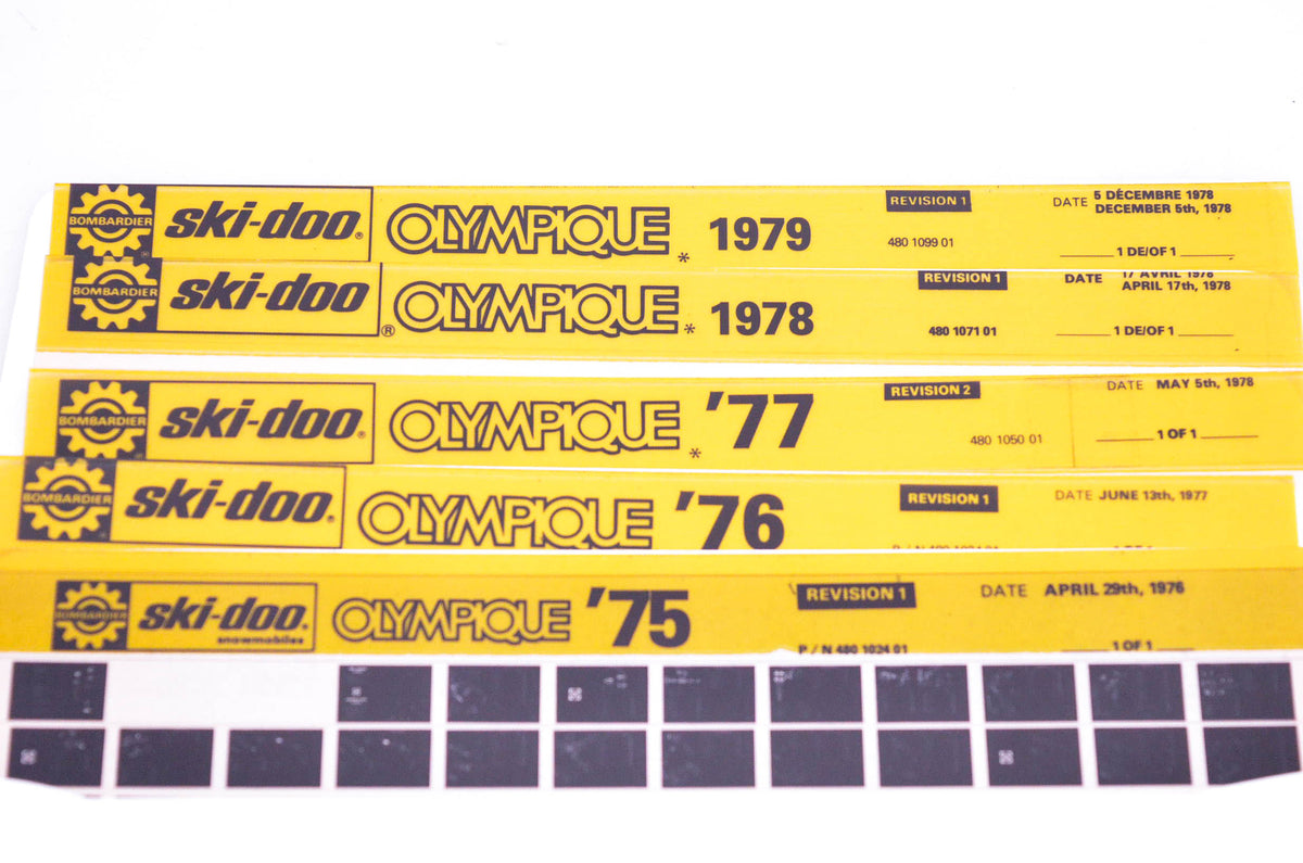 SkiDoo 480102401, 480103401, 480109901 Lot of 5 Microfiches Olympique 1975-1979
