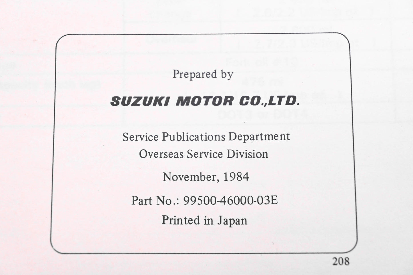 OEM Suzuki 99500-46000-03E SP600 1984 Service Manual