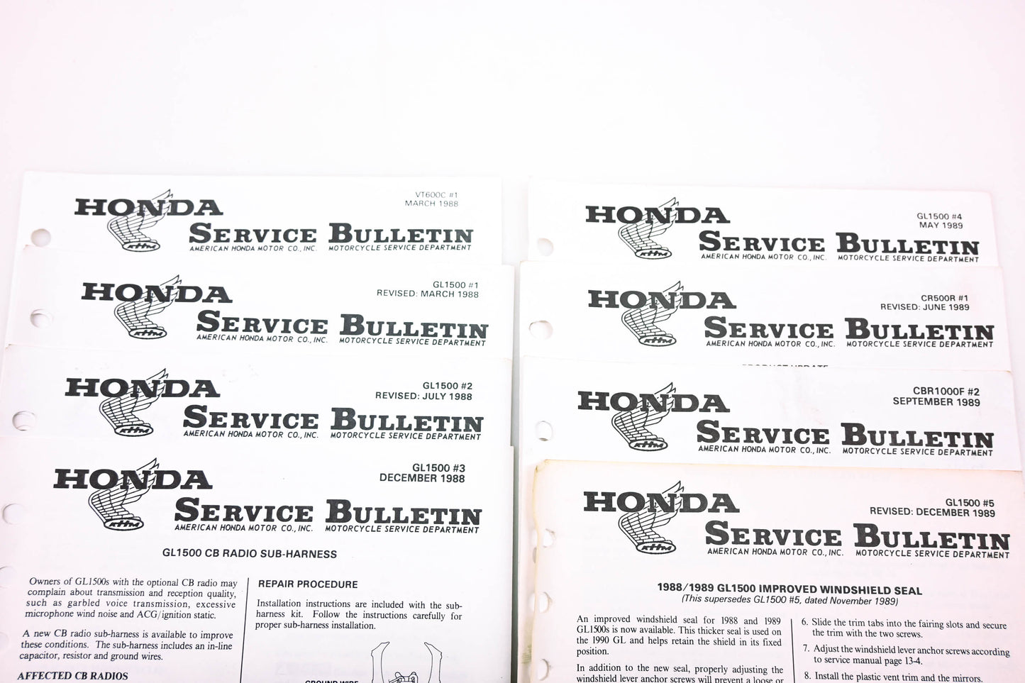 OEM Honda Lot of 8 Service Bulletins 1998-1999
