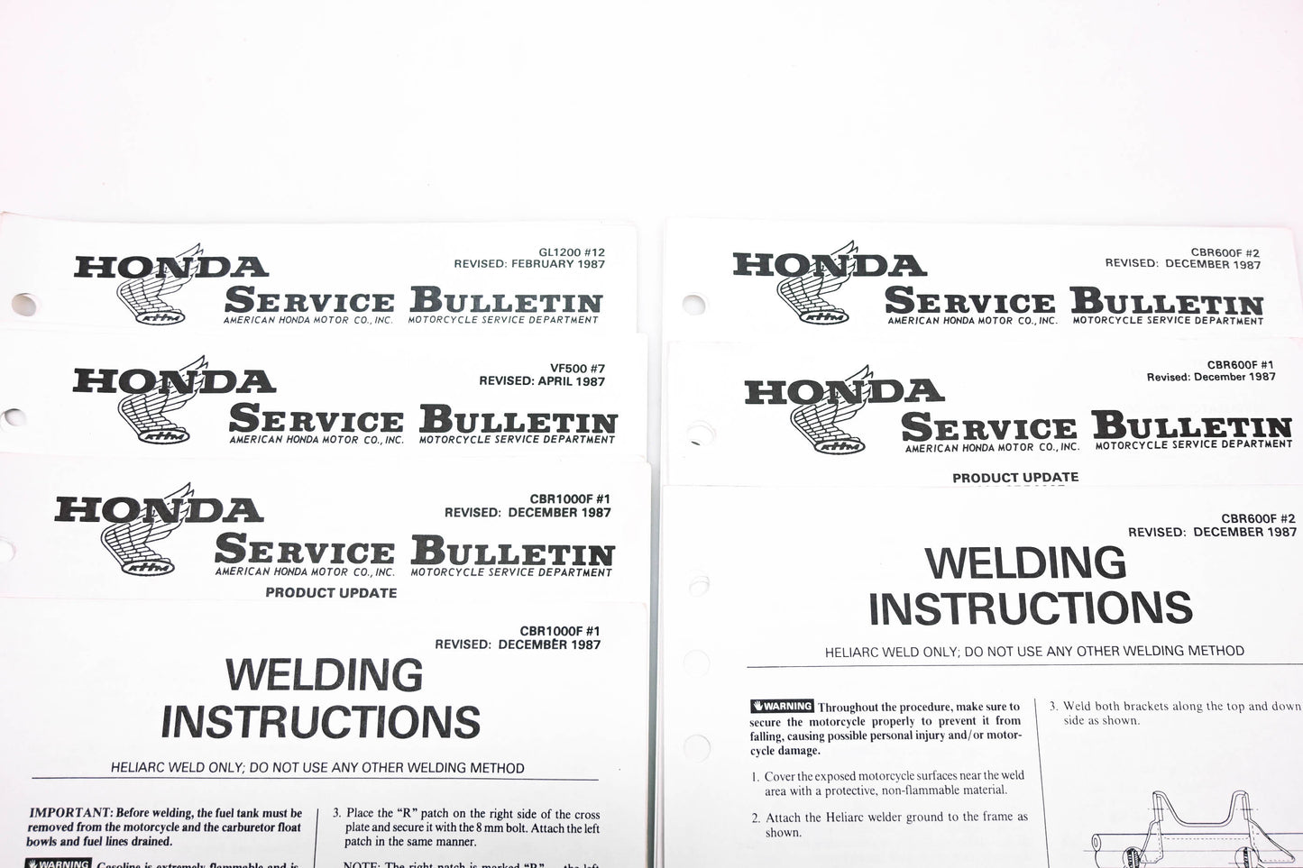 OEM Honda Lot of 7 Service Bulletins 1987