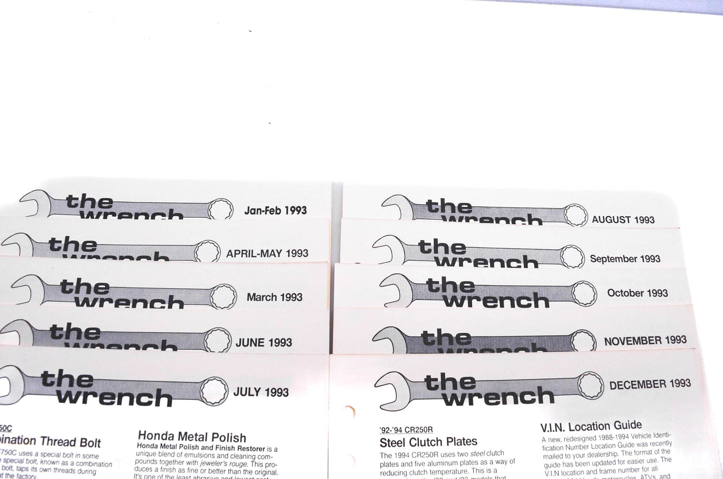 OEM Honda The Wrench Service Technician 1993 Issues