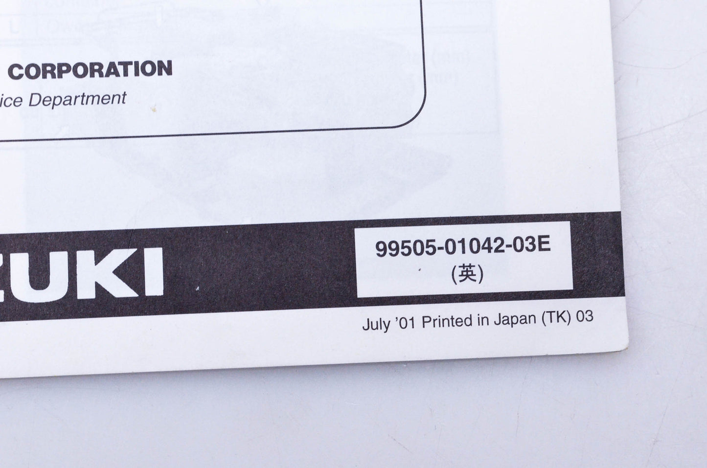 OEM Suzuki 99505-01042-03E LT-A500FK2 Assembly & Pre-Delivery Service Guide
