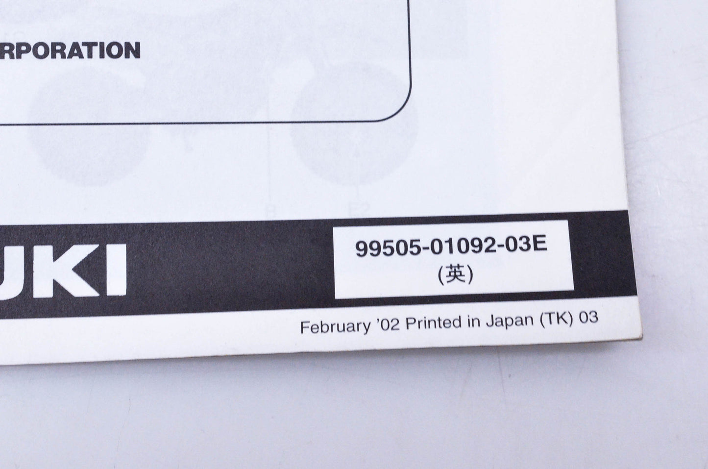 OEM Suzuki 99505-01092-03E DR-Z125K3/LK3 Assembly & Pre-Delivery Service Guide