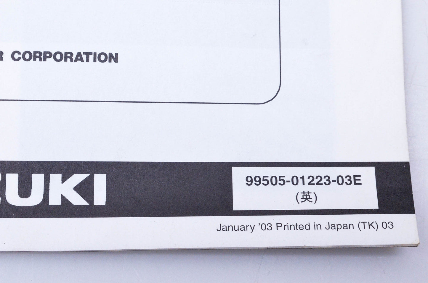 OEM Suzuki 99505-01223-03E SV650K3 Assembly & Pre-Delivery Service Guide