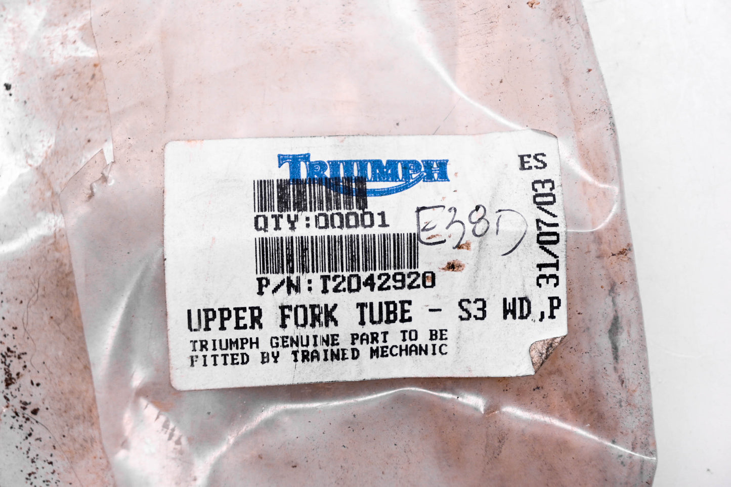 New OEM Triumph T2042920 Upper Fork Tube NOS