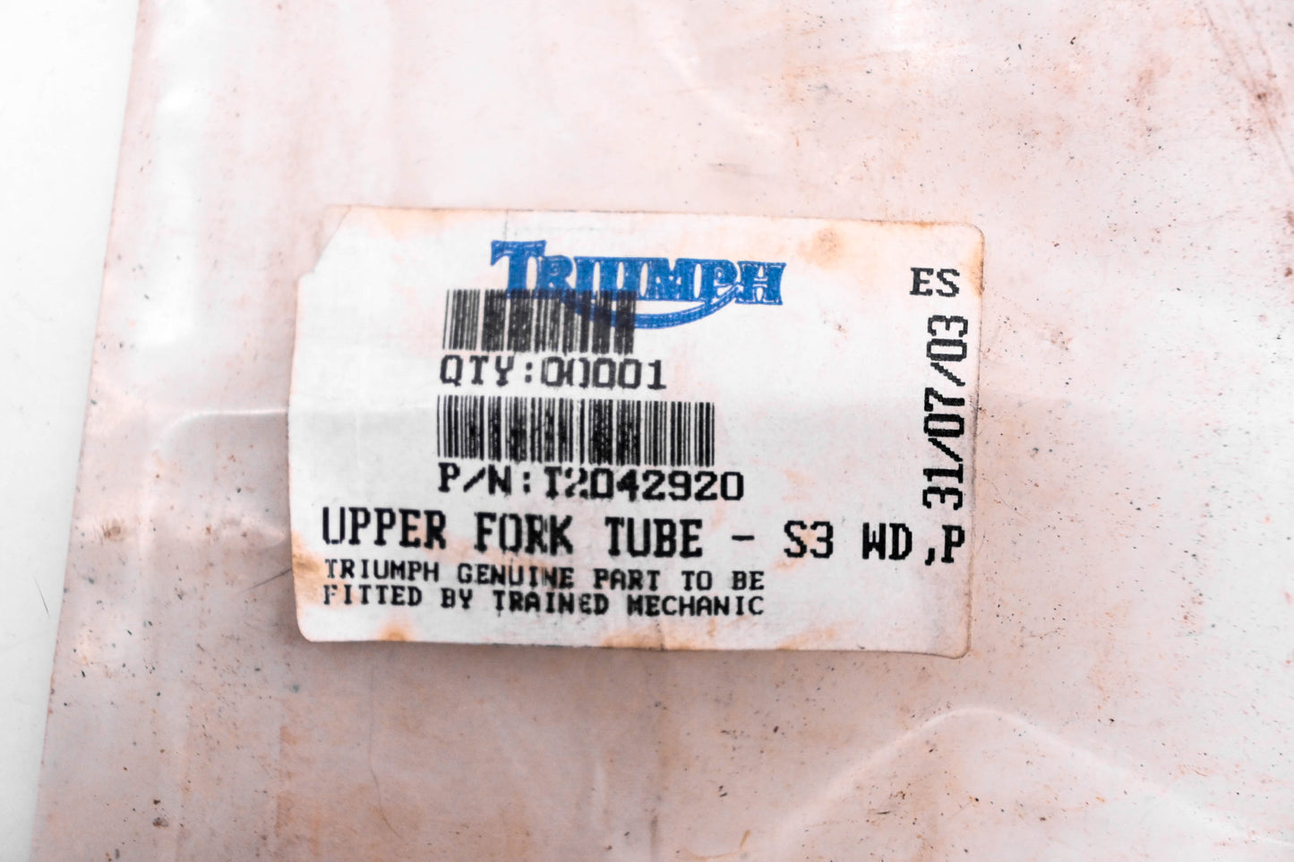 New OEM Triumph T2042920 Upper Fork Tube NOS