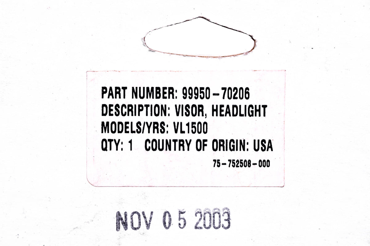 New OEM Suzuki 99950-70206 VL1500 Headlight Visor NOS