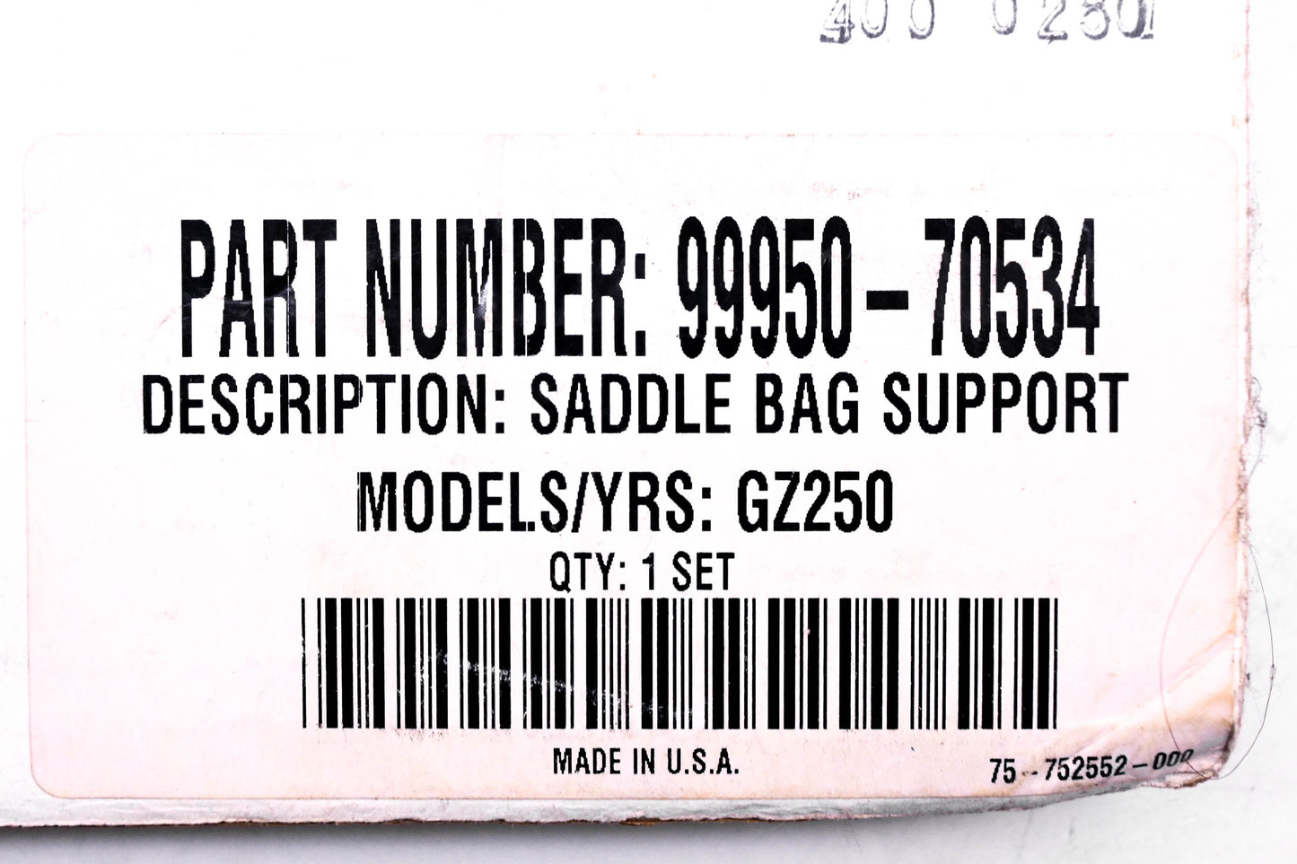New OEM Suzuki 99950-70534 GZ250 Saddle Bag Support Kit NOS