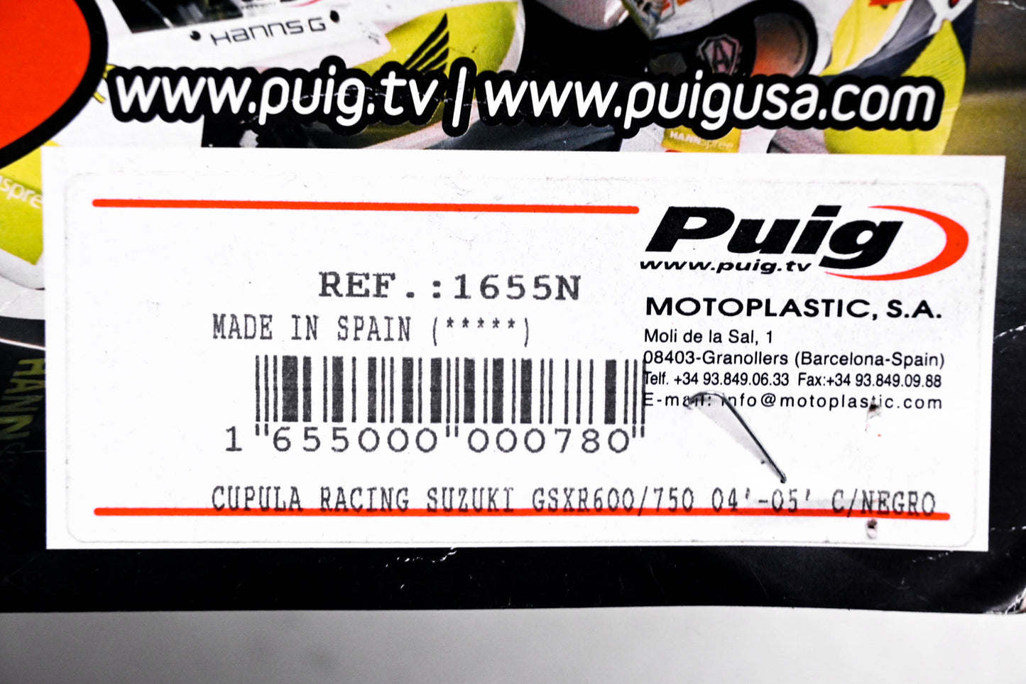Puig 1655N, 561-1309BK Black GSXR600/750 2004 Windscreen NOS