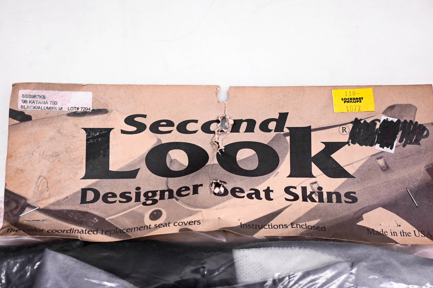 Second Look SSS987KB, 118-1072 Black & Aluminum Seat Cover NOS