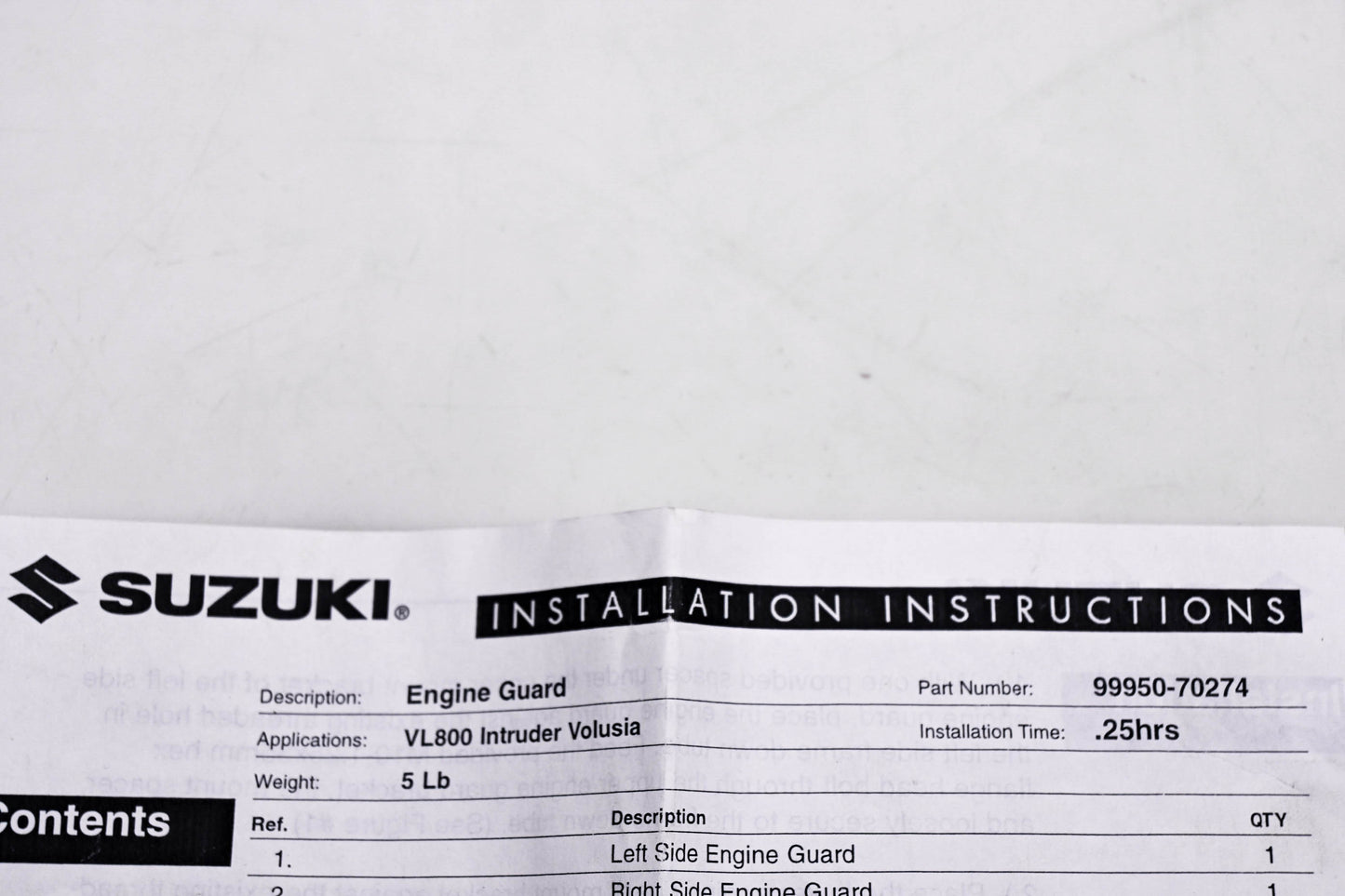 New OEM Suzuki 99950-70274 Left Engine Guard NOS