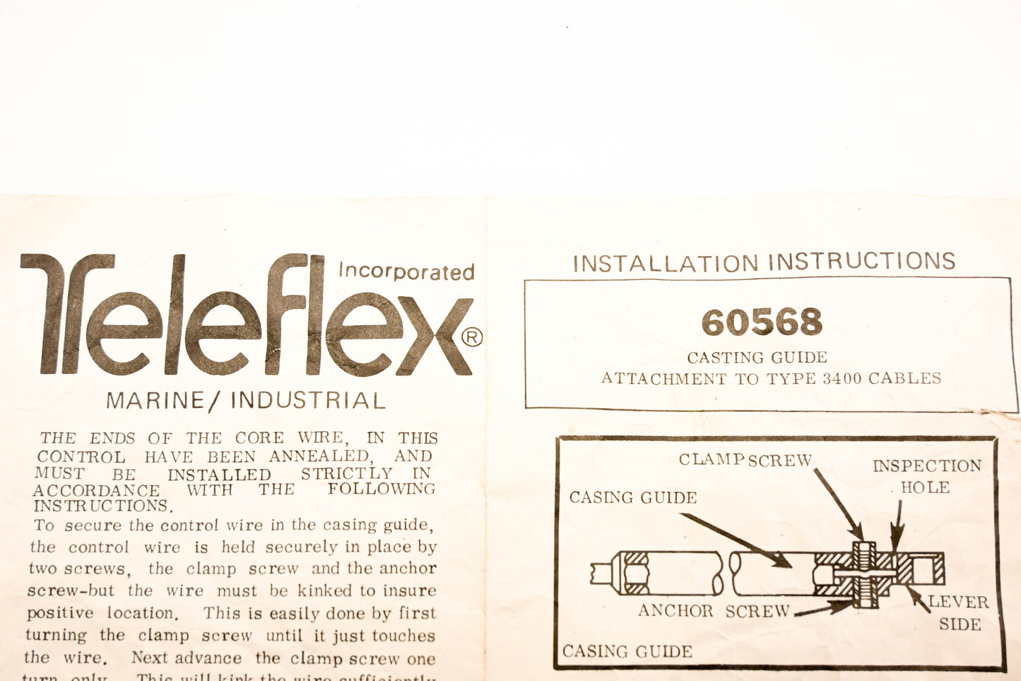 Teleflex 60568 Cable Casing Guide Kit for Type 3400 NOS