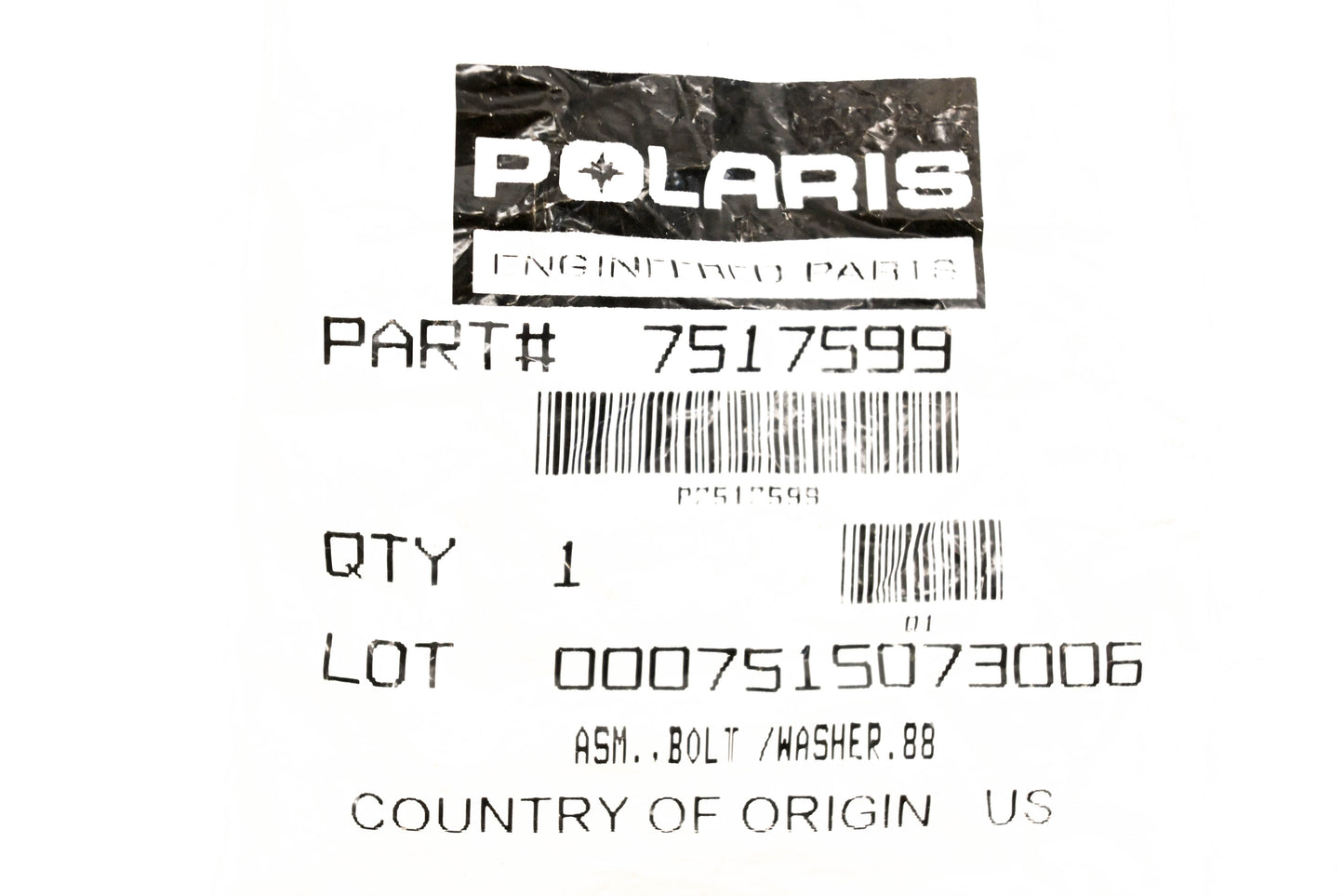 New OEM Polaris 7517599 Bolt & Washer NOS